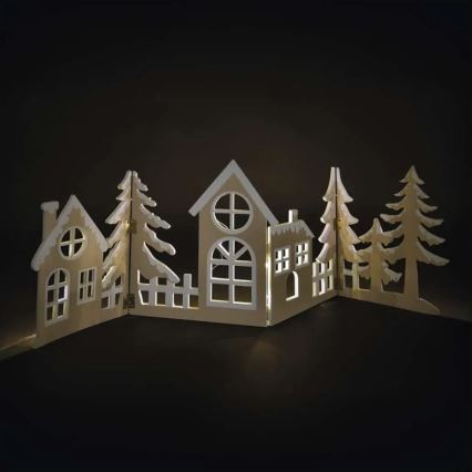 LED karácsonyi dísz 40xLED/2xAA meleg fehér város