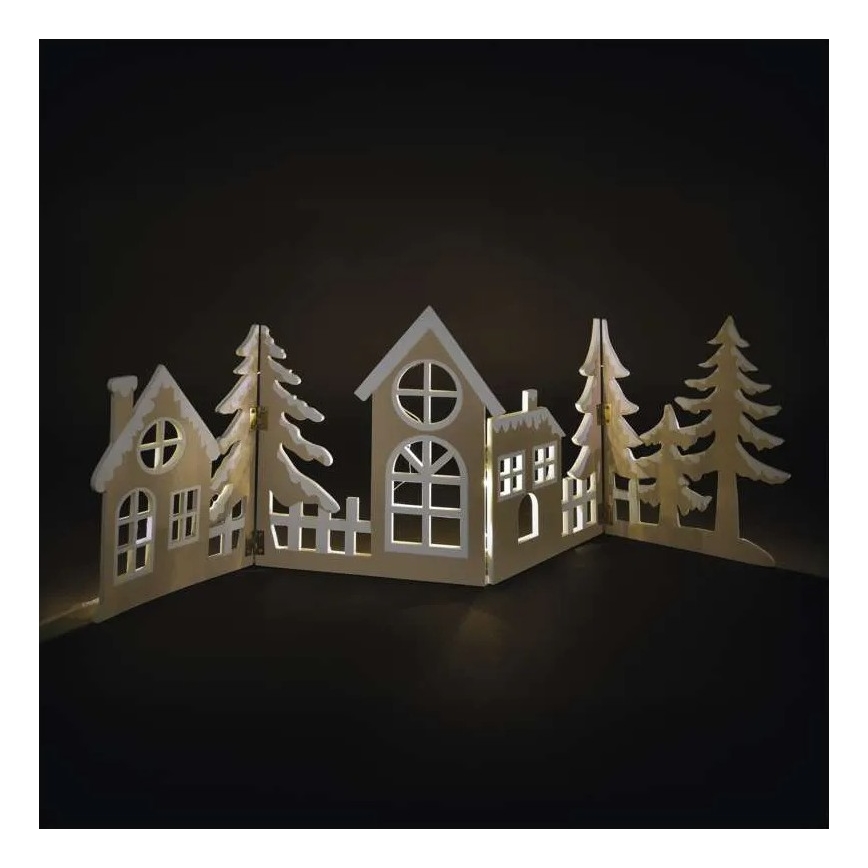 LED karácsonyi dísz 40xLED/2xAA meleg fehér város