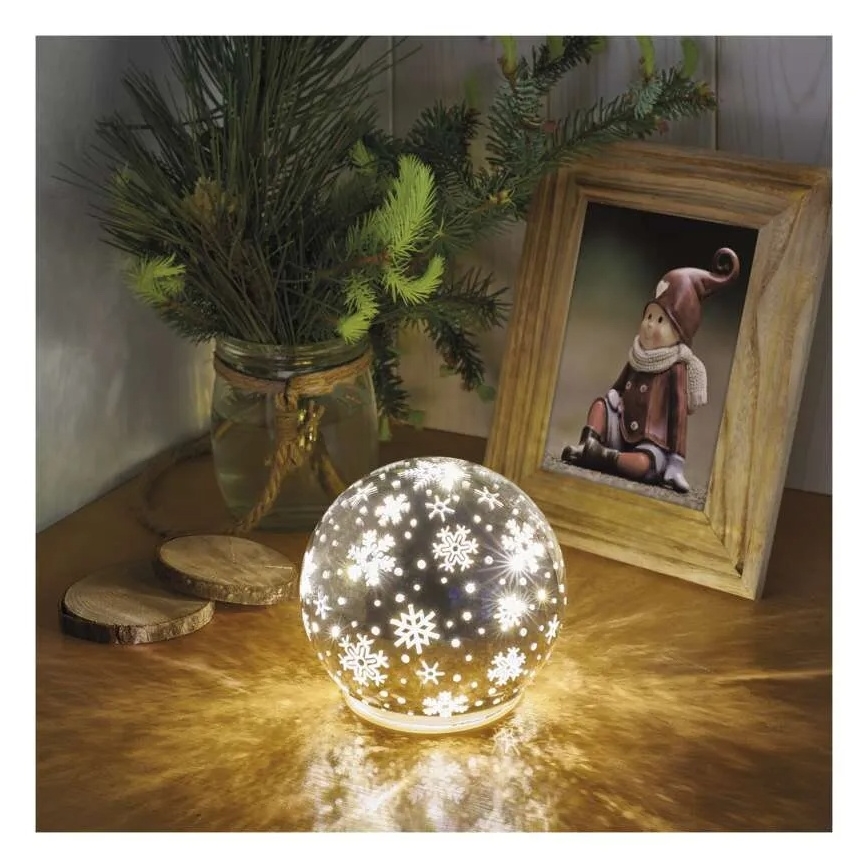 LED karácsonyi dísz LED/0,3W/3xAA gömb átm. 12 cm