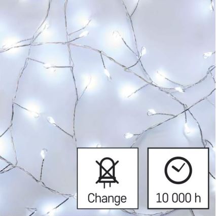 LED karácsonyi fényfüzér 100xLED/3xAA 2,7 m hideg fehér