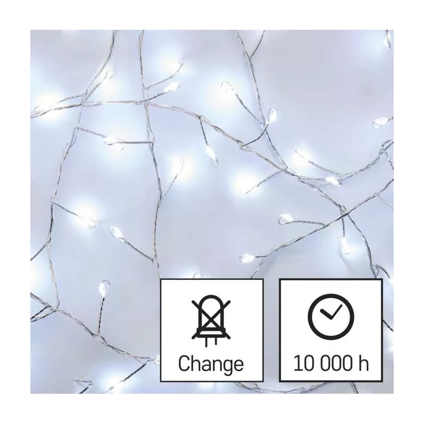 LED karácsonyi fényfüzér 100xLED/3xAA 2,7 m hideg fehér