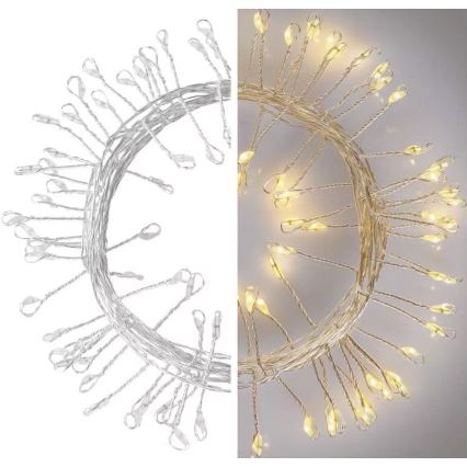 LED karácsonyi fényfüzér 100xLED/3xAA 2,7m meleg fehér