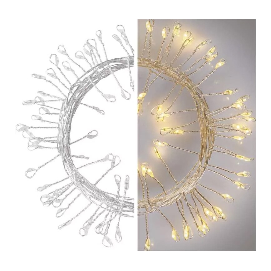 LED karácsonyi fényfüzér 100xLED/3xAA 2,7m meleg fehér