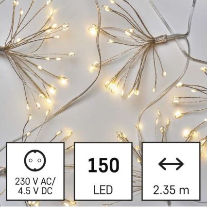 LED karácsonyi fényfüzér 150xLED/5,35m meleg fehér