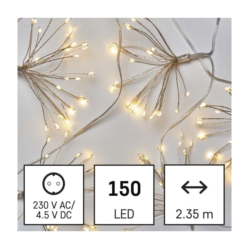 LED karácsonyi fényfüzér 150xLED/5,35m meleg fehér