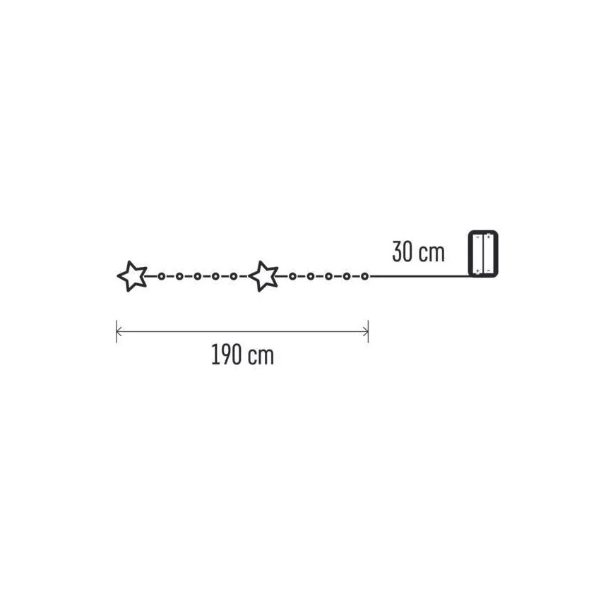 LED karácsonyi fényfüzér 20xLED/2xAA 2,2 m meleg fehér
