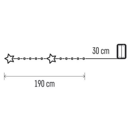 LED karácsonyi fényfüzér 20xLED/2xAA 2,2 m meleg fehér