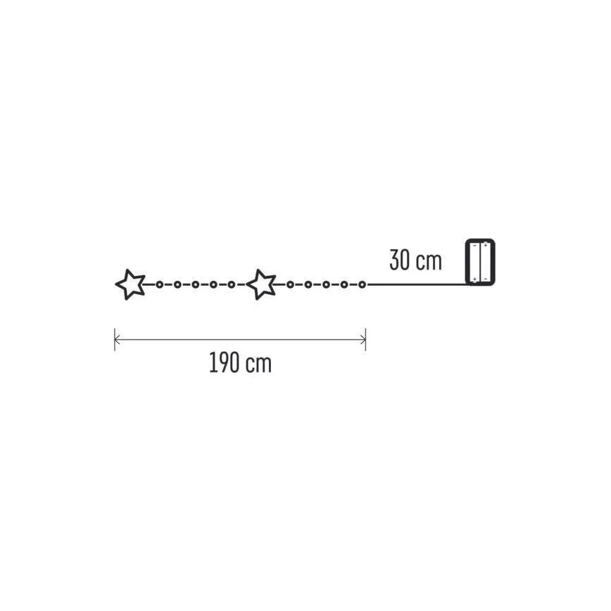 LED karácsonyi fényfüzér 20xLED/2xAA 2,2 m meleg fehér