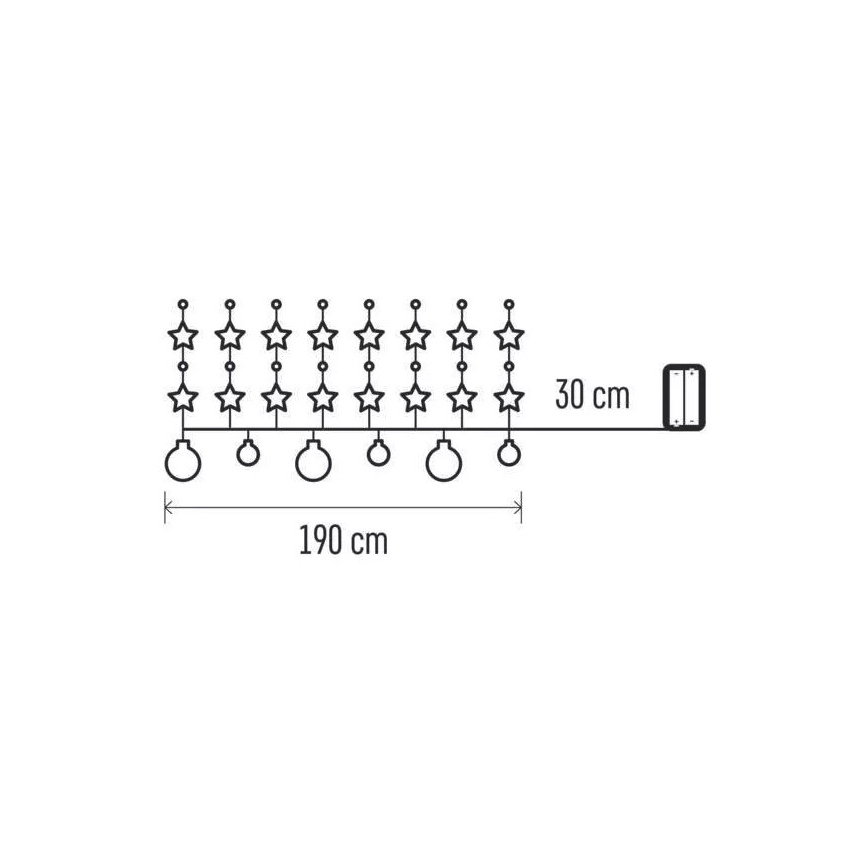 LED karácsonyi fényfüzér 20xLED/2xAA 2,2 m meleg fehér
