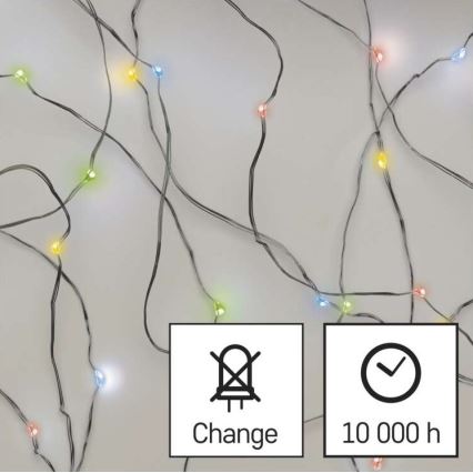 LED Karácsonyi fényfüzér 20xLED/2xAA 2,4m többszínű