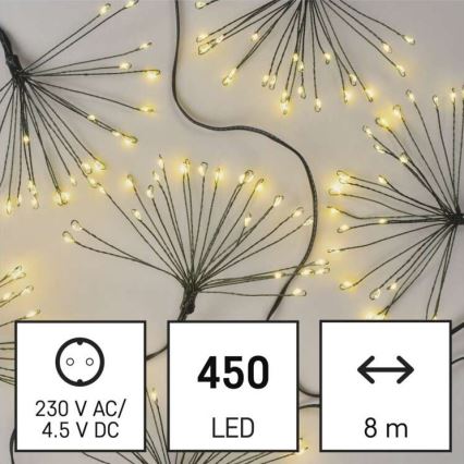 LED karácsonyi fényfüzér 450xLED/11m meleg fehér