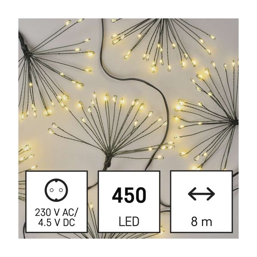 LED karácsonyi fényfüzér 450xLED/11m meleg fehér