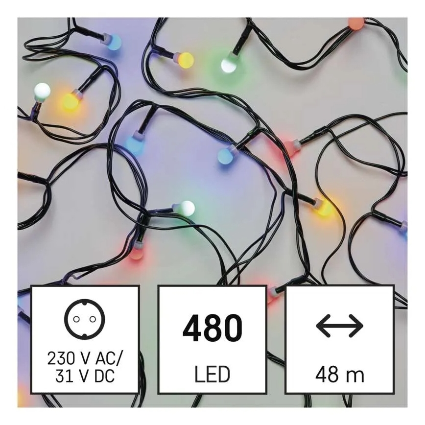LED karácsonyi fényfüzér 480xLED/8 világítási mód 53m IP44 többszínű