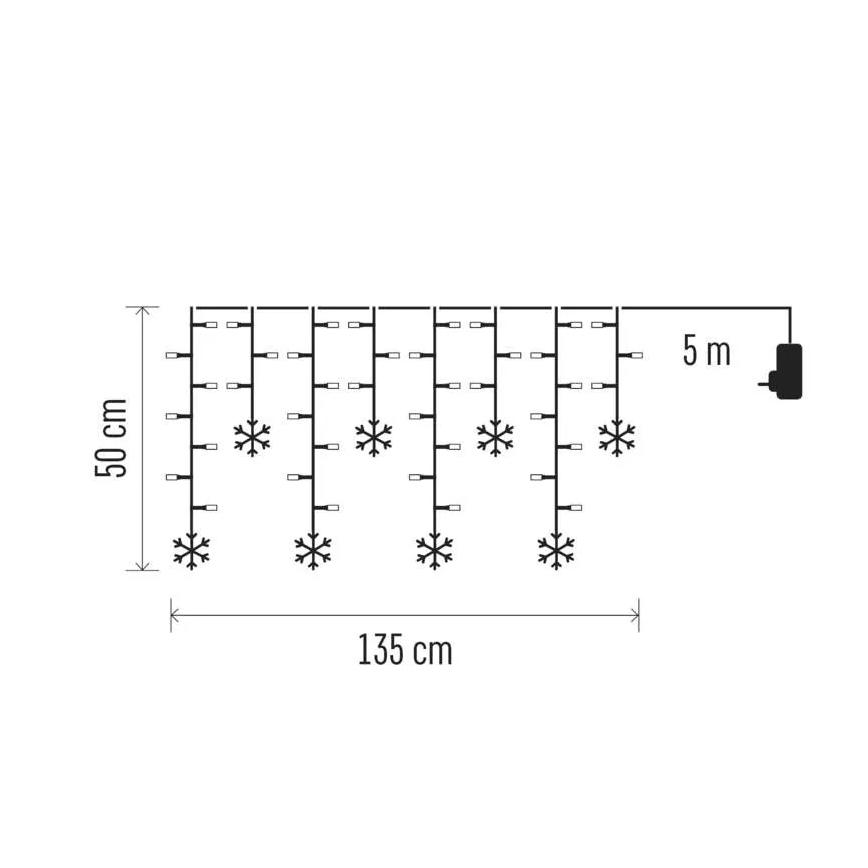 LED karácsonyi függöny 60xLED/1,35W 635x50 cm hideg fehér