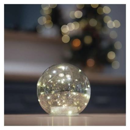 LED karácsonyi gömbdísz, 20x LED, 3x AA, átmérő 15 cm