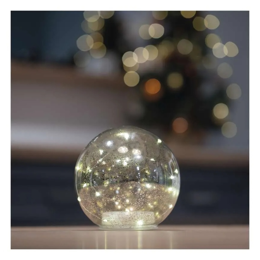 LED karácsonyi gömbdísz, 20x LED, 3x AA, átmérő 15 cm