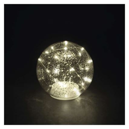 LED karácsonyi gömbdísz, 20x LED, 3x AA, átmérő 15 cm