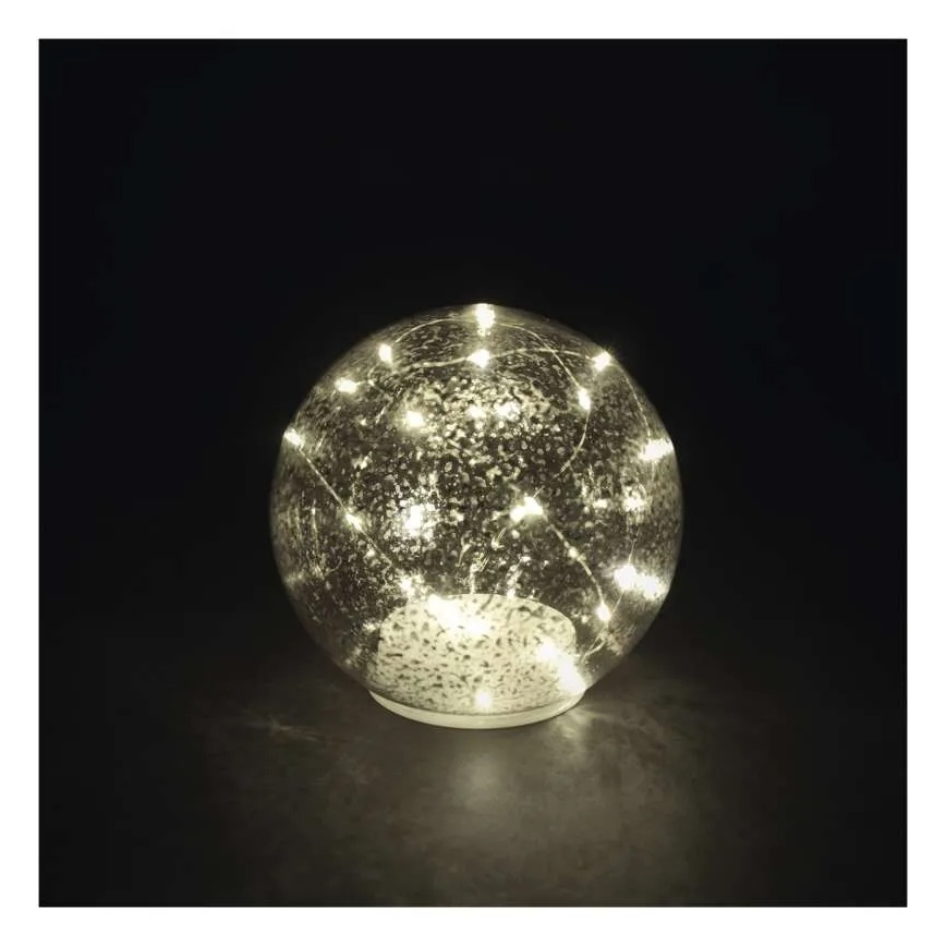 LED karácsonyi gömbdísz, 20x LED, 3x AA, átmérő 15 cm