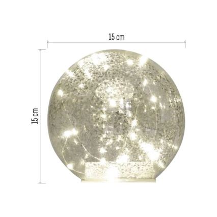 LED karácsonyi gömbdísz, 20x LED, 3x AA, átmérő 15 cm