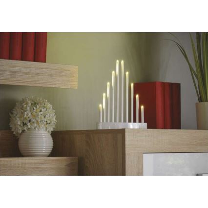 LED Karácsonyi gyertyatartó 10xLED/3xAA fehér