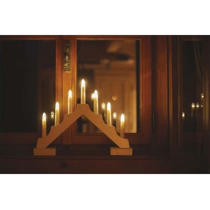 LED Karácsonyi gyertyatartó 7xLED/2xAA bézs