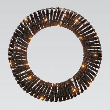 LED Karácsonyi koszorú 30xLED/3xAA átm. 40 cm meleg fehér koszorú/fekete