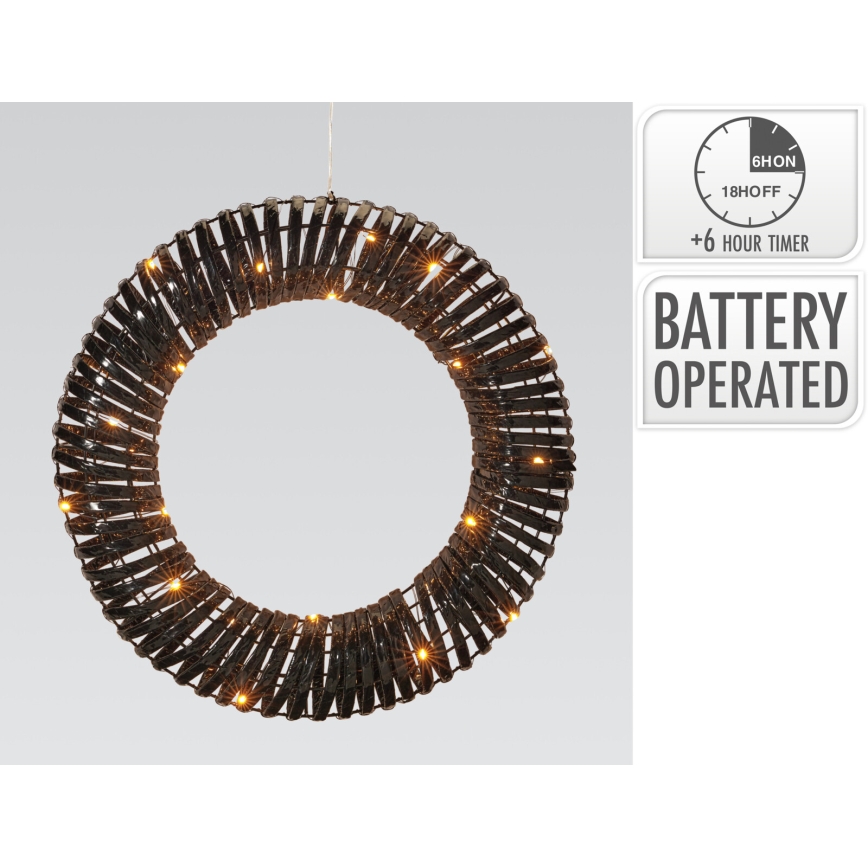LED Karácsonyi koszorú 30xLED/3xAA átm. 40 cm meleg fehér koszorú/fekete