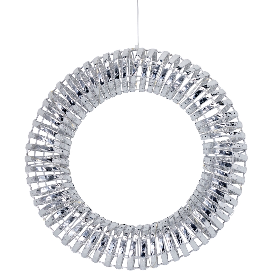 LED karácsonyi koszorú 30xLED/3xAA Ø 40 cm meleg fehér koszorú/ezüst