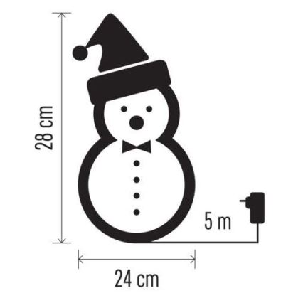 LED Karácsonyi kültéri dekoráció 30xLED/2,1W/230V IP44 hóember