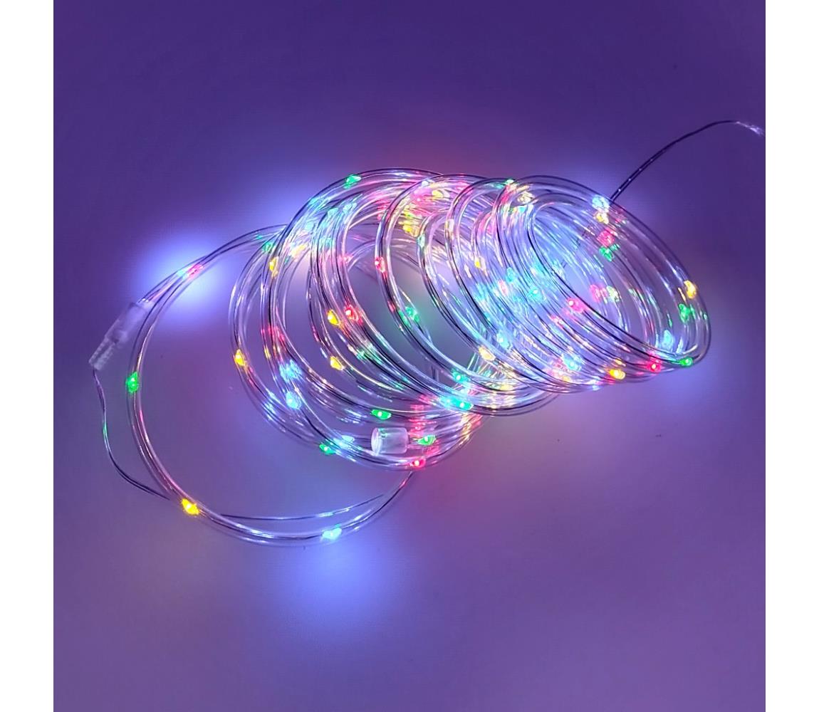 LED karácsonyi kültéri fényfüzér 100xLED/3xAA 5,45 m IP44 többszínű 028 0000619