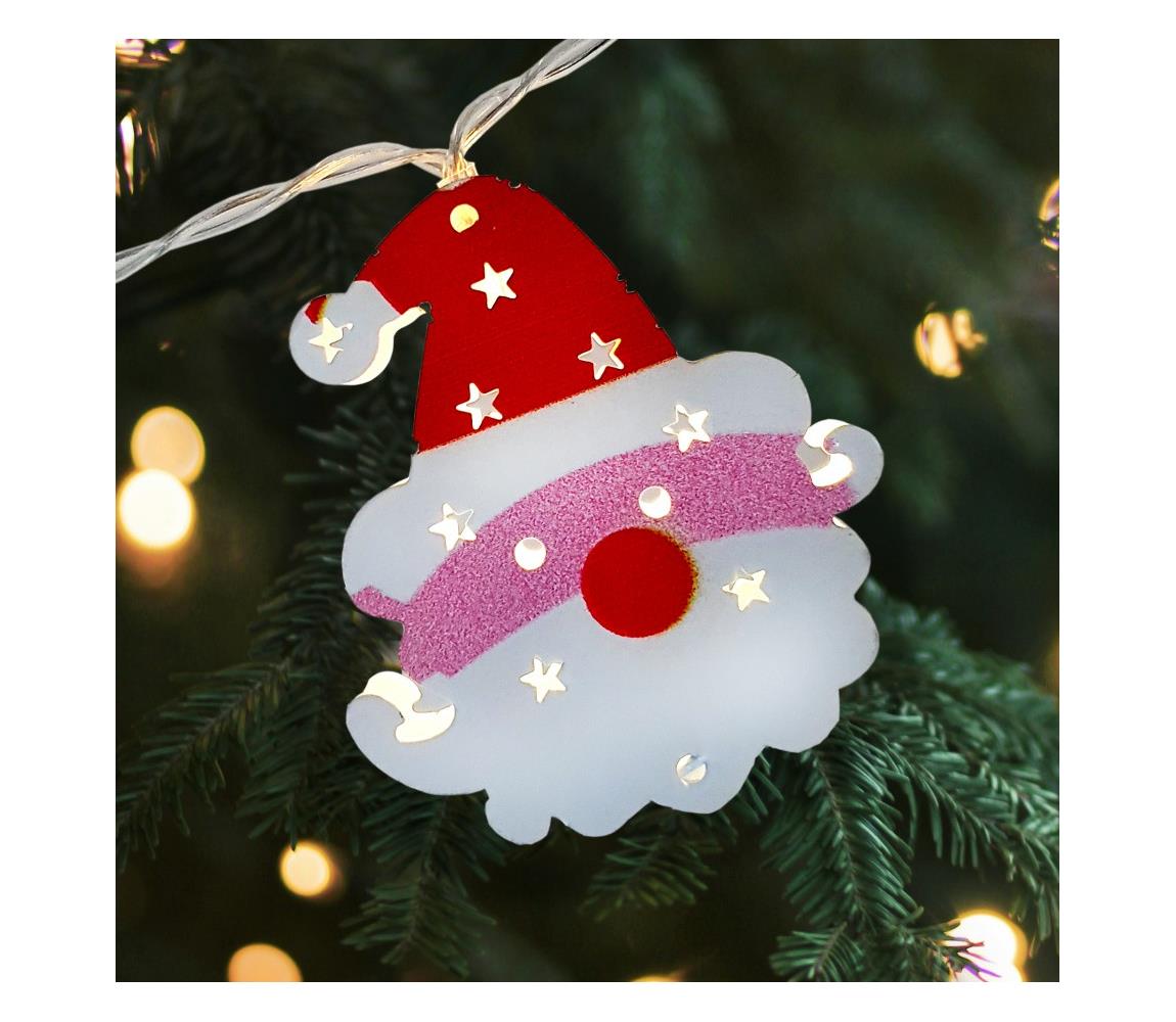 LED karácsonyi kültéri fényfüzér 10xLED/2xAA 1,65 m IP44 meleg fehér Santa 028 0000615