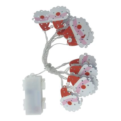 LED karácsonyi kültéri fényfüzér 10xLED/2xAA 1,65 m IP44 meleg fehér santa