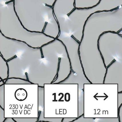 LED karácsonyi kültéri fényfüzér 120xLED/17m IP44 hideg fehér