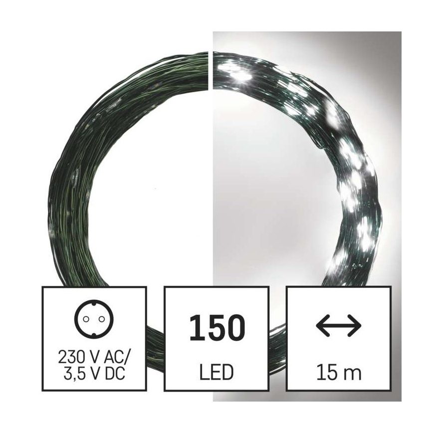 LED karácsonyi kültéri fényfüzér 150xLED/20m IP44 hideg fehér