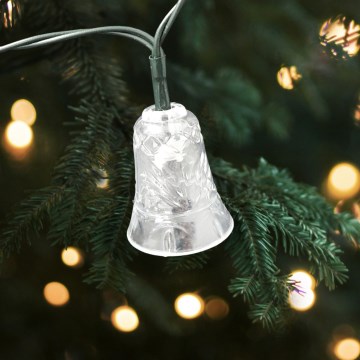 LED karácsonyi kültéri fényfüzér 20xLED/2xAA 2,2 m IP44 többszínű harangocskák