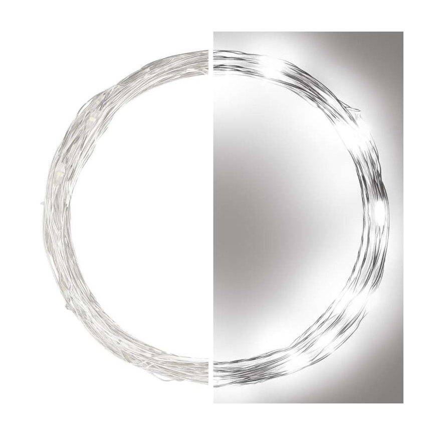 LED karácsonyi kültéri fényfüzér, 40 LED, 9 m, IP44, hideg fehér