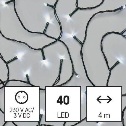 LED karácsonyi kültéri fényfüzér 40xLED/9m IP44 hideg fehér