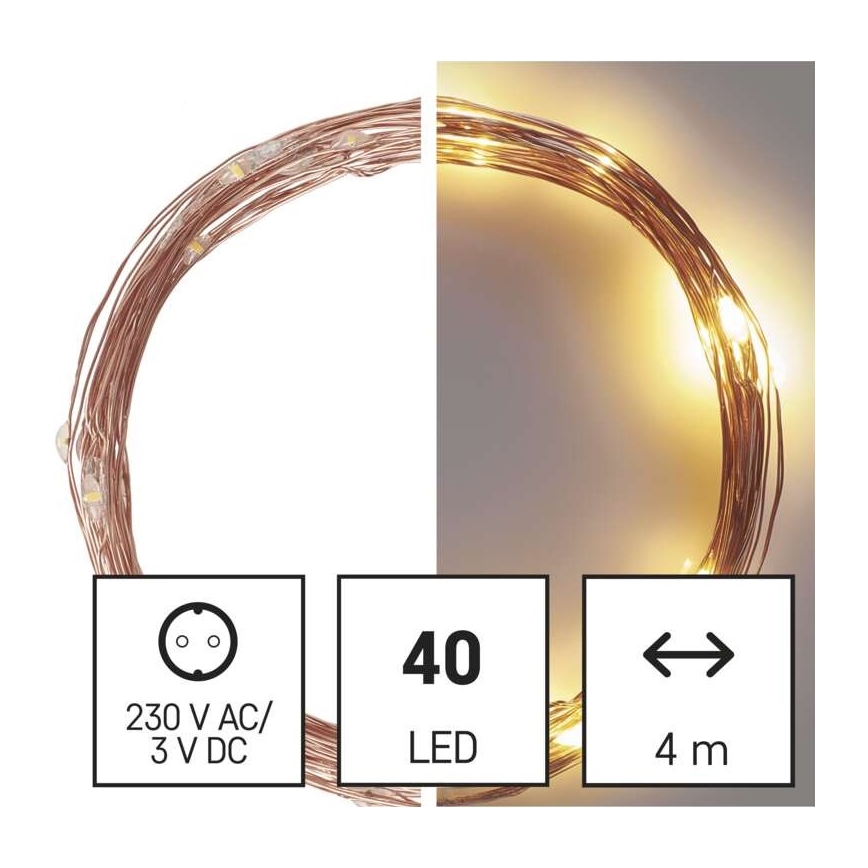 LED karácsonyi kültéri fényfüzér 40xLED/9m IP44 meleg fehér