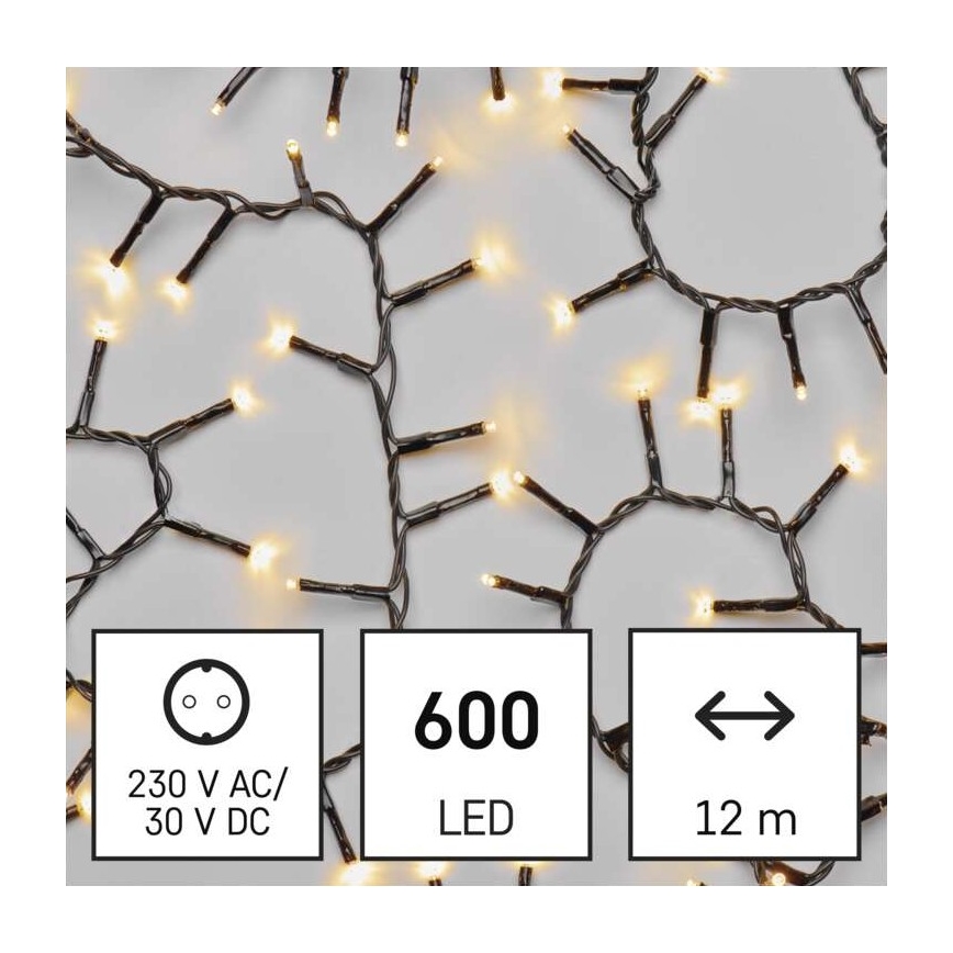 LED karácsonyi kültéri fényfüzér 600xLED/17m IP44 meleg fehér