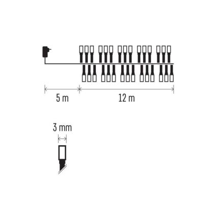 LED karácsonyi kültéri fényfüzér 600xLED/17m IP44 meleg fehér