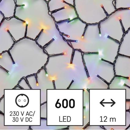 LED karácsonyi kültéri fényfüzér 600xLED/17m IP44 többszínű