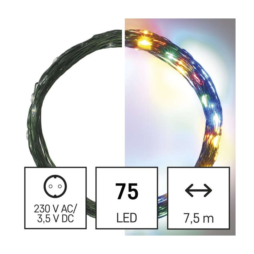 LED karácsonyi kültéri fényfüzér 75xLED/12,5m IP44 többszínű