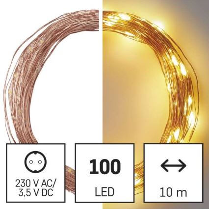 LED Karácsonyi kültéri lánc 100xLED/15m IP44 meleg fehér