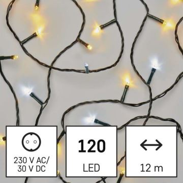 LED Karácsonyi kültéri lánc 120xLED/17m IP44 meleg/hideg fehér
