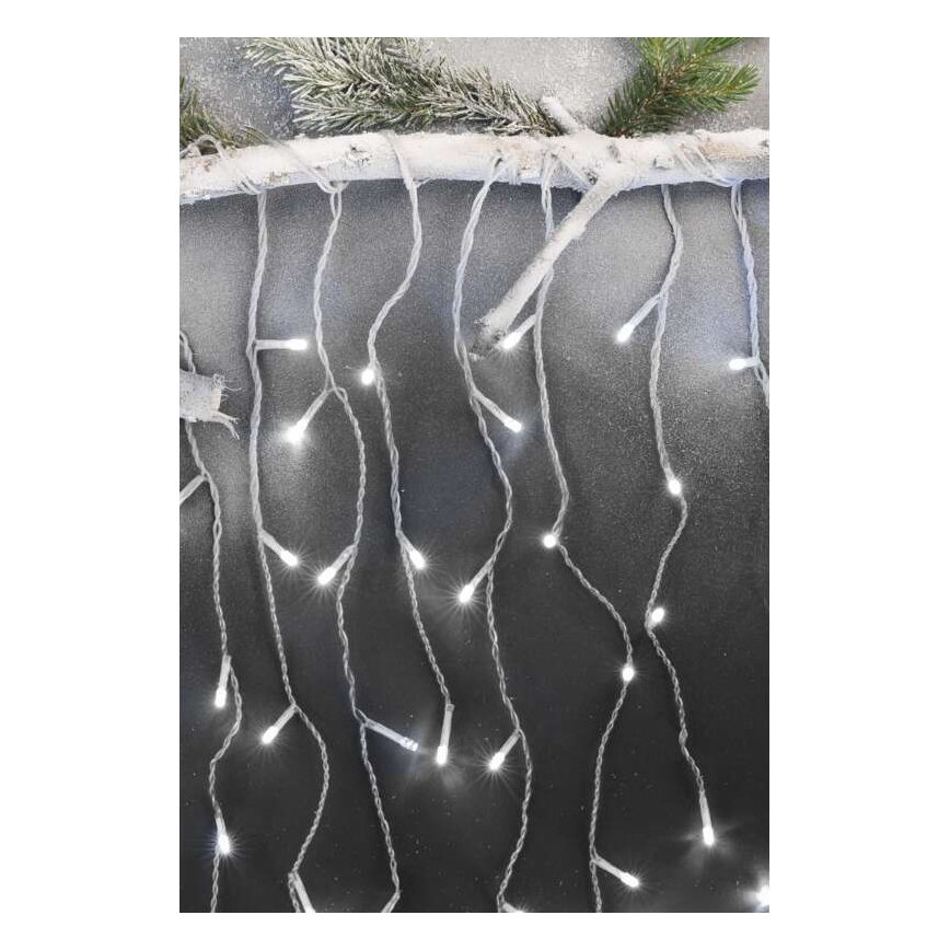 LED Karácsonyi kültéri lánc 300xLED/8 modes10m IP44 hideg fehér + távirányító