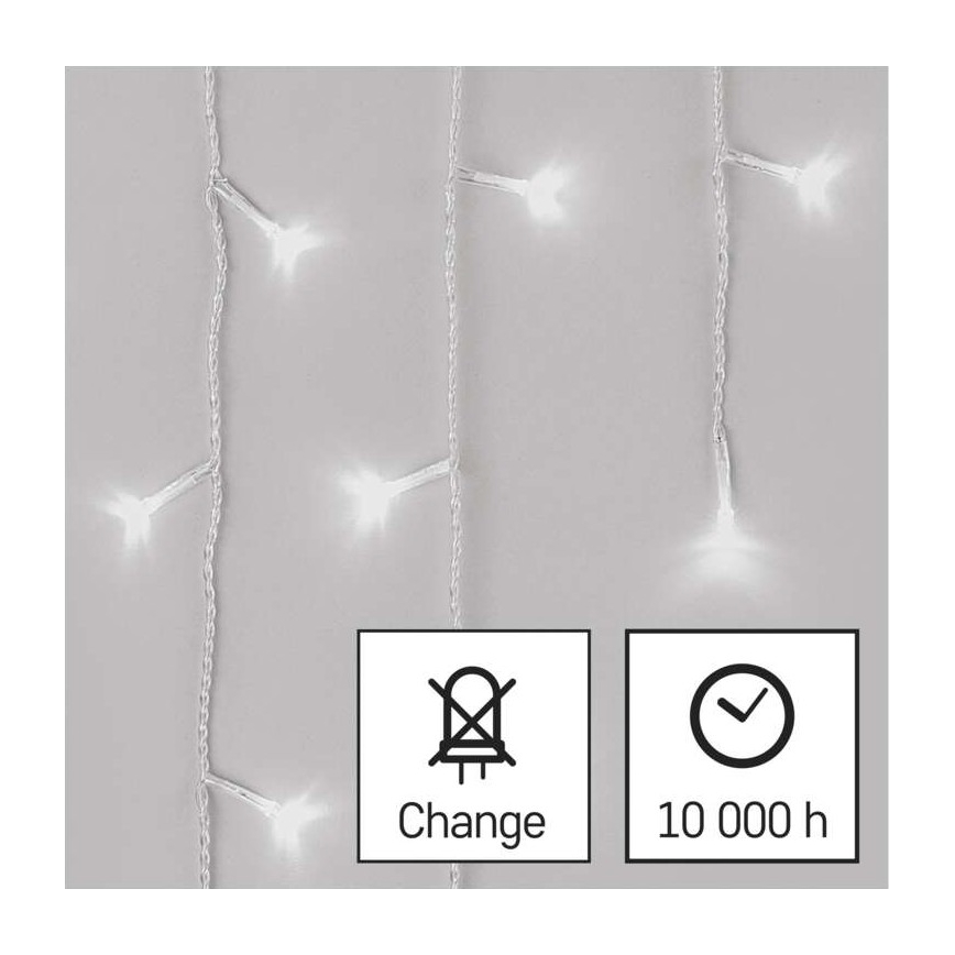 LED Karácsonyi kültéri lánc 300xLED/8 modes10m IP44 hideg fehér + távirányító