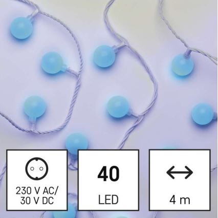 LED Karácsonyi kültéri lánc 40xLED/9m IP44 kék