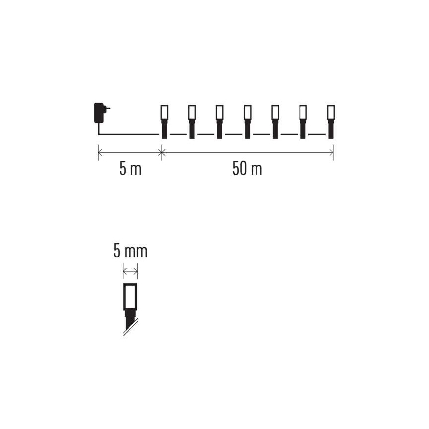LED Karácsonyi kültéri lánc 500xLED/55m IP44 hideg fehér