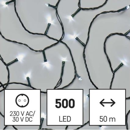 LED Karácsonyi kültéri lánc 500xLED/55m IP44 hideg fehér