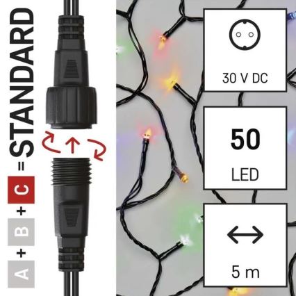 LED Karácsonyi kültéri lánc 50xLED/5m IP44 többszínű